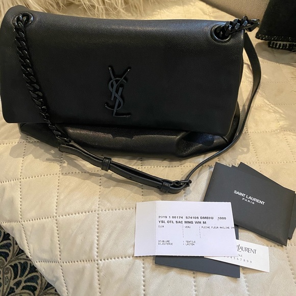 Yves Saint Laurent Handbags - YSL Black on Black Medium Leather Bag